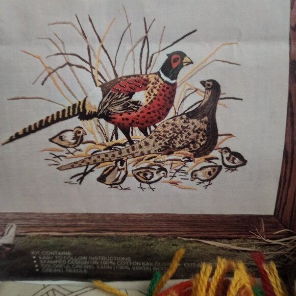 Vintage Creative Needlecraft Crewel Embroidery Kit - "Wild Pheasants" Picture... - Picture 3 of 4